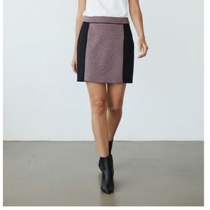TRISTAN Black Red Colorblock Tweed Mini Skirt Women's Size 2 Made in Canada